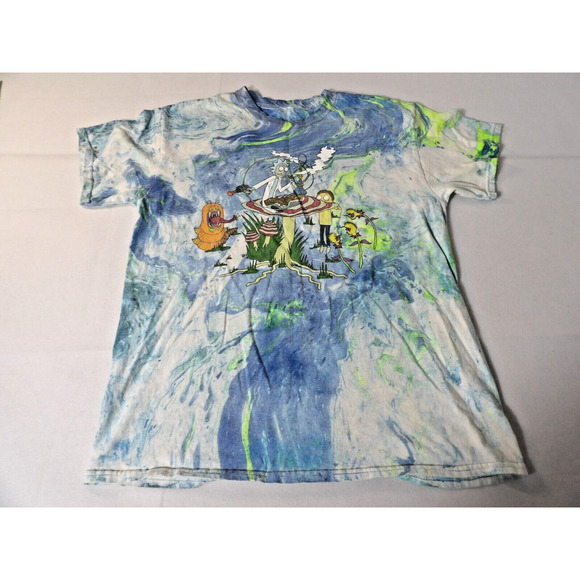 Rick & Morty Tee Shirt Adult Large Tie Dye Blue Graphic Ripple Junction - Picture 1 of 11